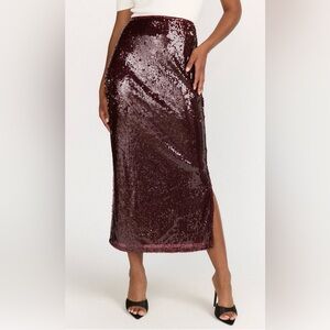 Burgundy Sequin Holiday Party Skirt
